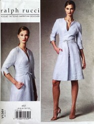 1381 VOGUE RALPH RUCCI LINED PLEAT FIT FLARE V DRESS PATTERN  4-12 or 12 - 20  choice New